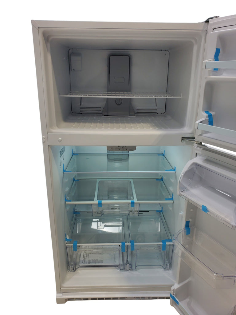 Pictures of 33" Wide Whirlpool Top Freezer 20.5 cu ft Refrigerator with Ice Maker and Frameless Glass Shelves and Flexi-Slide Bin - Scratch & Dent - Minor - Neu Appliance Outlet - Discount Appliance Outlet in Austin, Tx