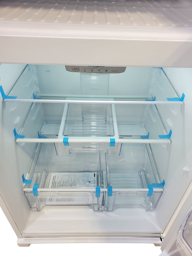 Pictures of 33" Wide Whirlpool Top Freezer 20.5 cu ft Refrigerator with Ice Maker and Frameless Glass Shelves and Flexi-Slide Bin - Scratch & Dent - Minor - Neu Appliance Outlet - Discount Appliance Outlet in Austin, Tx