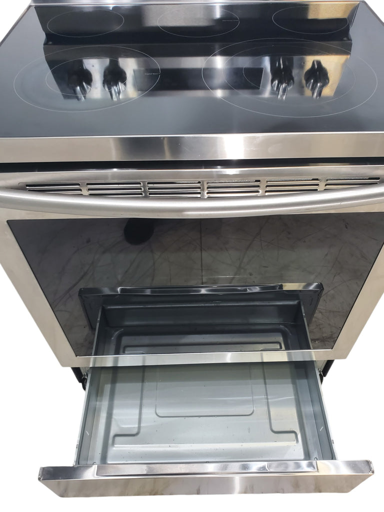 Pictures of Stainless Steel Samsung 5.9 cu. ft. Freestanding 5 Heating Element Smooth Cooktop Self Cleaning Electric Range with True Convection  - Certified Refurbished - Neu Appliance Outlet - Discount Appliance Outlet in Austin, Tx