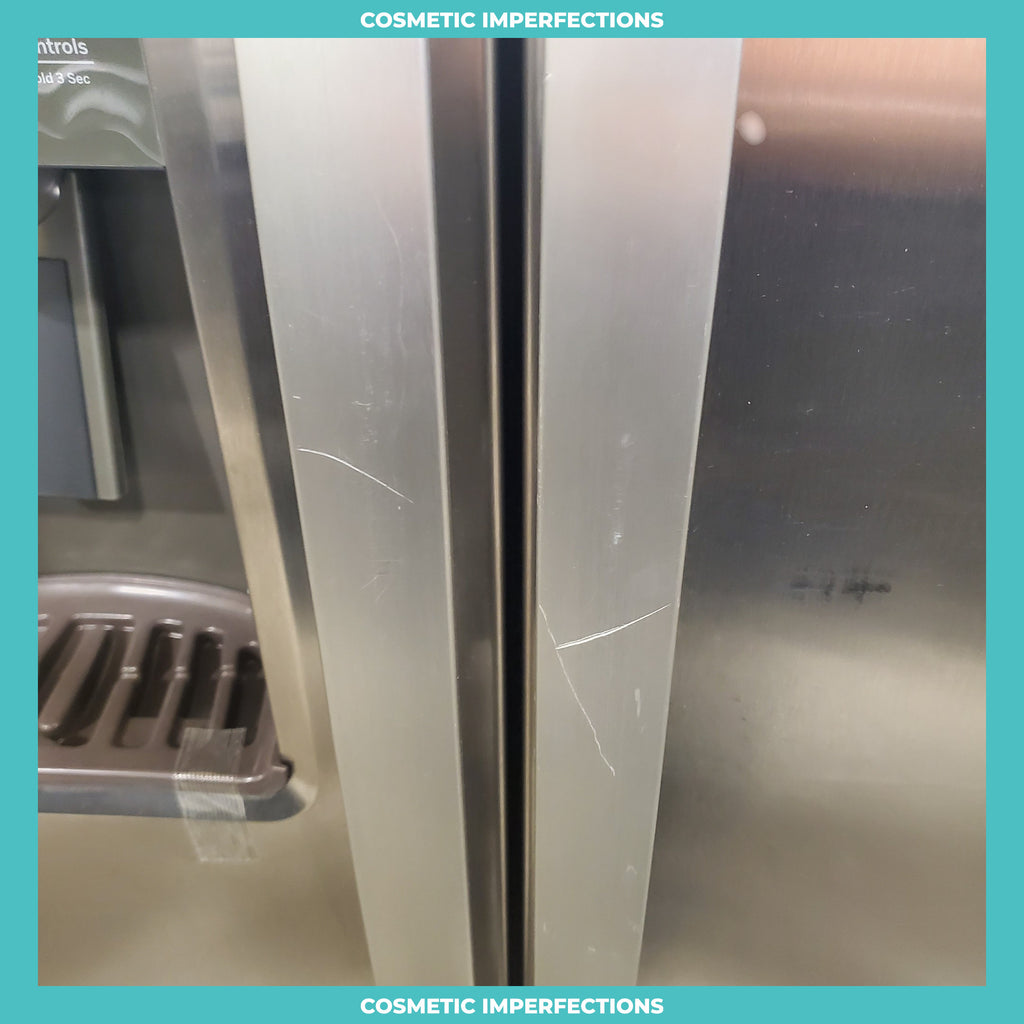 Pictures of GE Stainless Steel 21.9 Cu. Ft. Counter-Depth Side-By-Side Refrigerator with Fresh Food Multi-Level Drawers - Scratch & Dent - Moderate - Neu Appliance Outlet - Discount Appliance Outlet in Austin, Tx