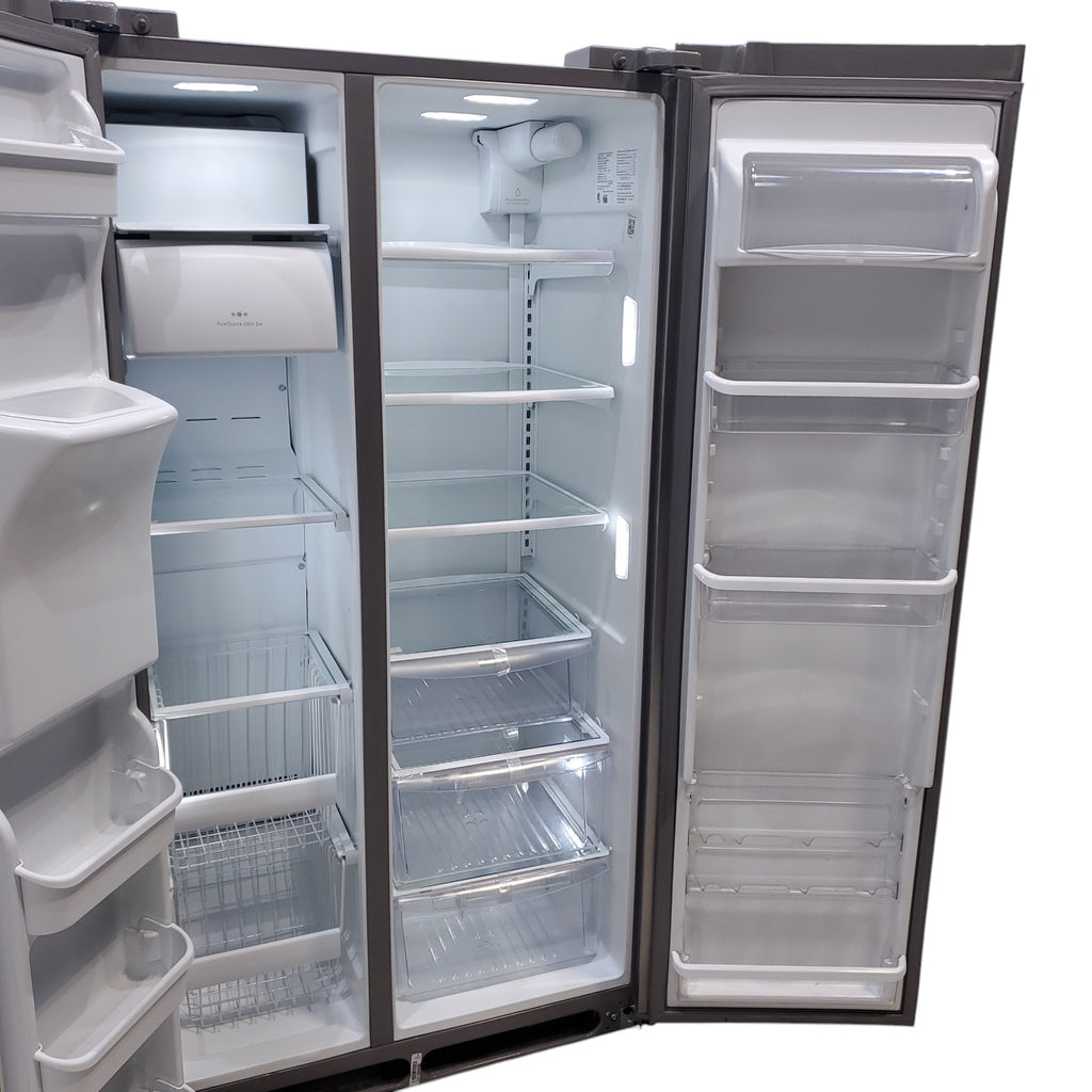 Pictures of Counter Depth Frigidaire Gallery Stainless Steel 36 inch Side by Side 22.6 cu ft Refrigerator with Quick Ice and Spillsafe Shelving- Certified Refurbished - Neu Appliance Outlet - Discount Appliance Outlet in Austin, Tx