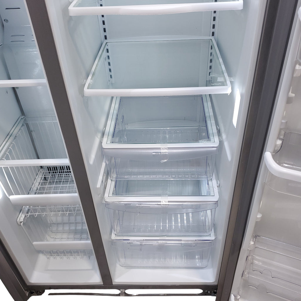 Pictures of Counter Depth Frigidaire Gallery Stainless Steel 36 inch Side by Side 22.6 cu ft Refrigerator with Quick Ice and Spillsafe Shelving- Certified Refurbished - Neu Appliance Outlet - Discount Appliance Outlet in Austin, Tx