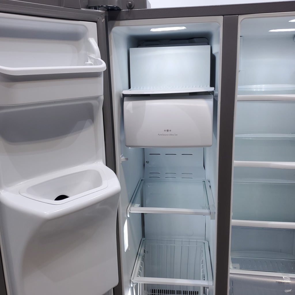 Pictures of Counter Depth Frigidaire Gallery Stainless Steel 36 inch Side by Side 22.6 cu ft Refrigerator with Quick Ice and Spillsafe Shelving- Certified Refurbished - Neu Appliance Outlet - Discount Appliance Outlet in Austin, Tx