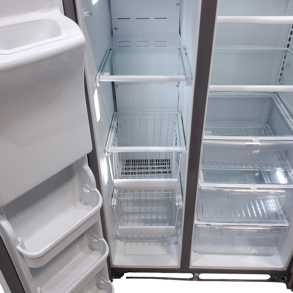 Pictures of Counter Depth Frigidaire Gallery Stainless Steel 36 inch Side by Side 22.6 cu ft Refrigerator with Quick Ice and Spillsafe Shelving- Certified Refurbished - Neu Appliance Outlet - Discount Appliance Outlet in Austin, Tx