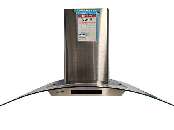 Stainless Steel Ancona Convertible Wall-Mount Range Hood with Curved Glass Shape - Open Box