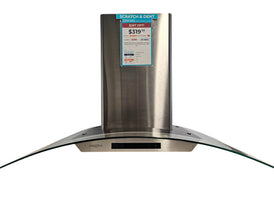 Pictures of Stainless Steel Ancona Convertible Wall-Mount Range Hood with Curved Glass Shape - Open Box - Neu Appliance Outlet - Discount Appliance Outlet in Austin, Tx