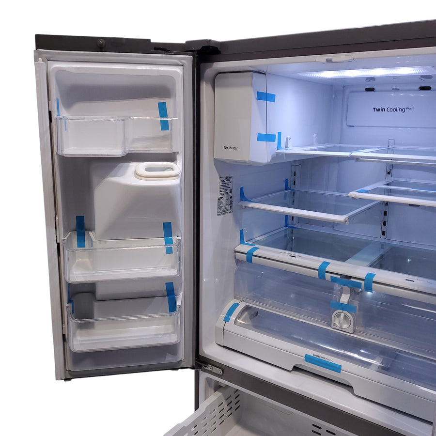 Stainless Steel ENERGY STAR Samsung 24.6 cu. ft. 3 Door French Door Refrigerator with External Water and Ice Dispenser - Certified Refurbished