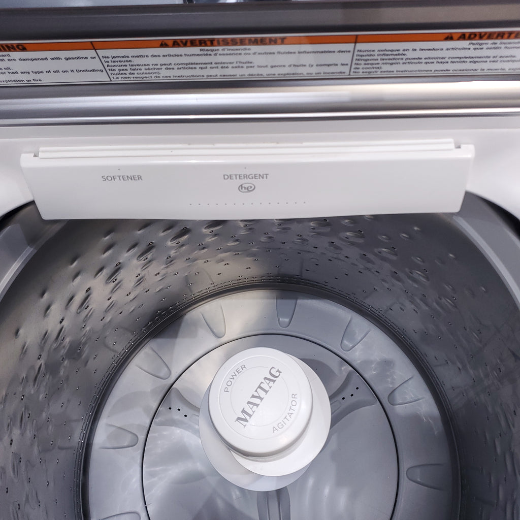 Pictures of Maytag 4.7 cu. ft. Smart Top Load Washing Machine with Extra Power Button and Deep Fill option and Maytag Smart 7.4 cu ft ENERGY STAR STEAM Gas Dryer with Extra Power Button and Advanced Moisture Sensing - Scratch & Dent - Minor - Neu Appliance Outlet - Discount Appliance Outlet in Austin, Tx