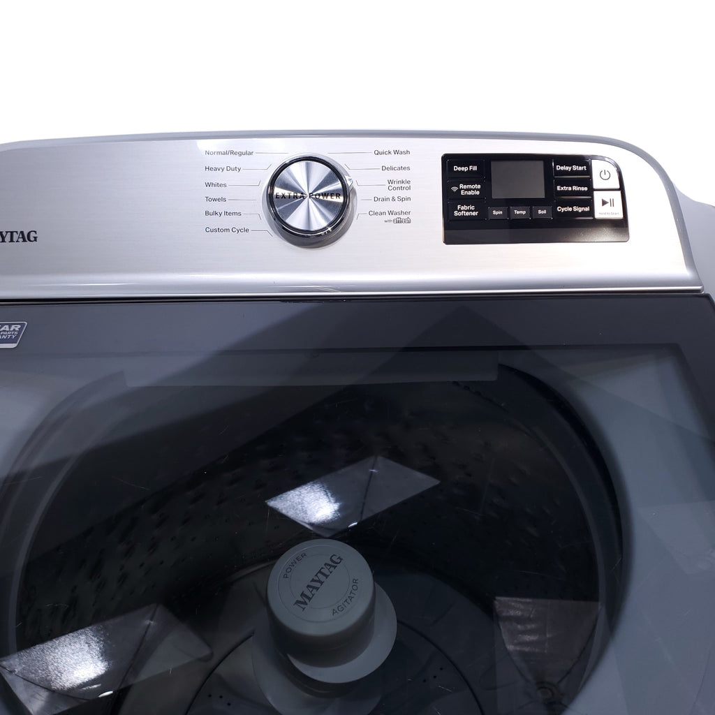 Pictures of Maytag 4.7 cu. ft. Smart Top Load Washing Machine with Extra Power Button and Deep Fill option and Maytag Smart 7.4 cu ft ENERGY STAR STEAM Gas Dryer with Extra Power Button and Advanced Moisture Sensing - Scratch & Dent - Minor - Neu Appliance Outlet - Discount Appliance Outlet in Austin, Tx