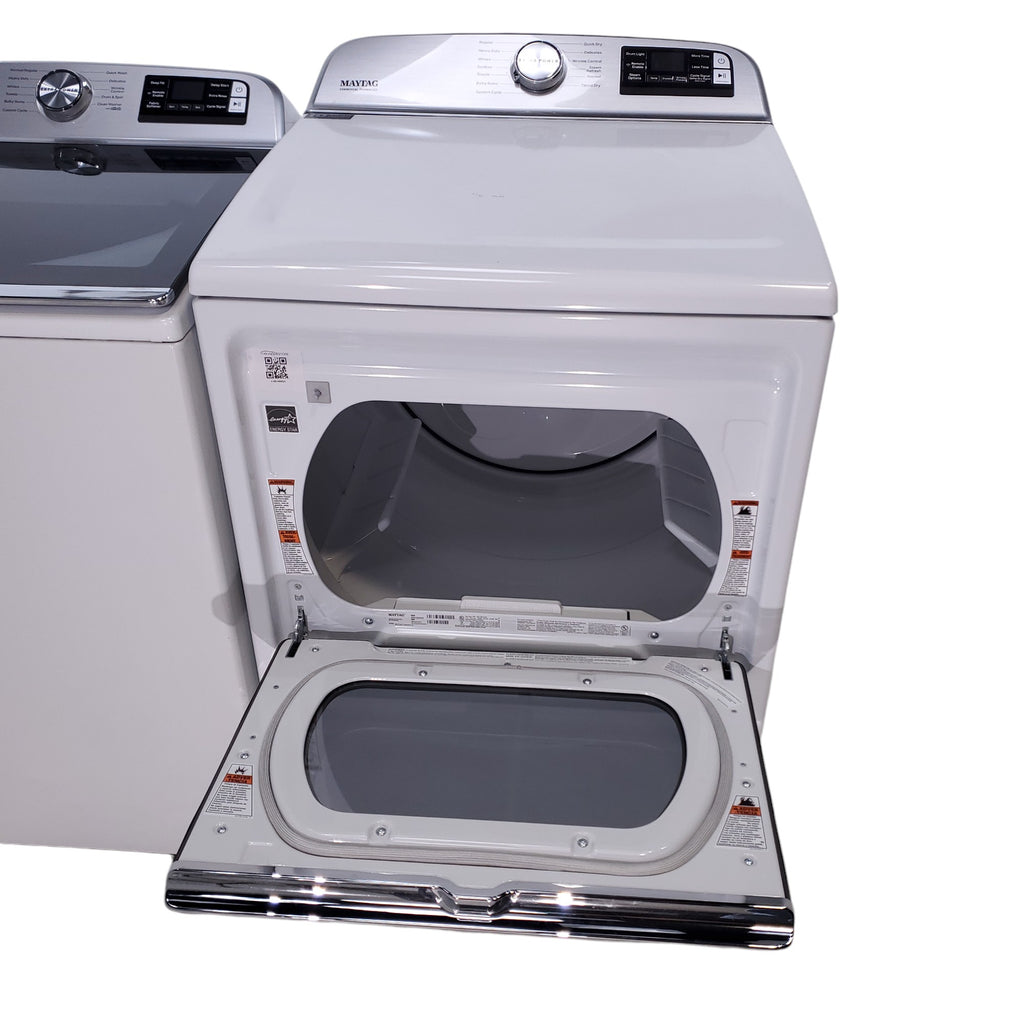 Pictures of Maytag 4.7 cu. ft. Smart Top Load Washing Machine with Extra Power Button and Deep Fill option and Maytag Smart 7.4 cu ft ENERGY STAR STEAM Gas Dryer with Extra Power Button and Advanced Moisture Sensing - Scratch & Dent - Minor - Neu Appliance Outlet - Discount Appliance Outlet in Austin, Tx