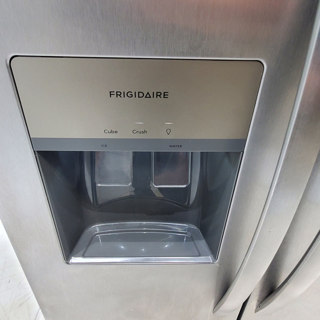 Pictures of Stainless Steel ENERGY STAR Frigidaire 25.6 cu. ft. Side by Side Refrigerator with Exterior Water and Ice Dispenser - Scratch & Dent - Minor - Neu Appliance Outlet - Discount Appliance Outlet in Austin, Tx