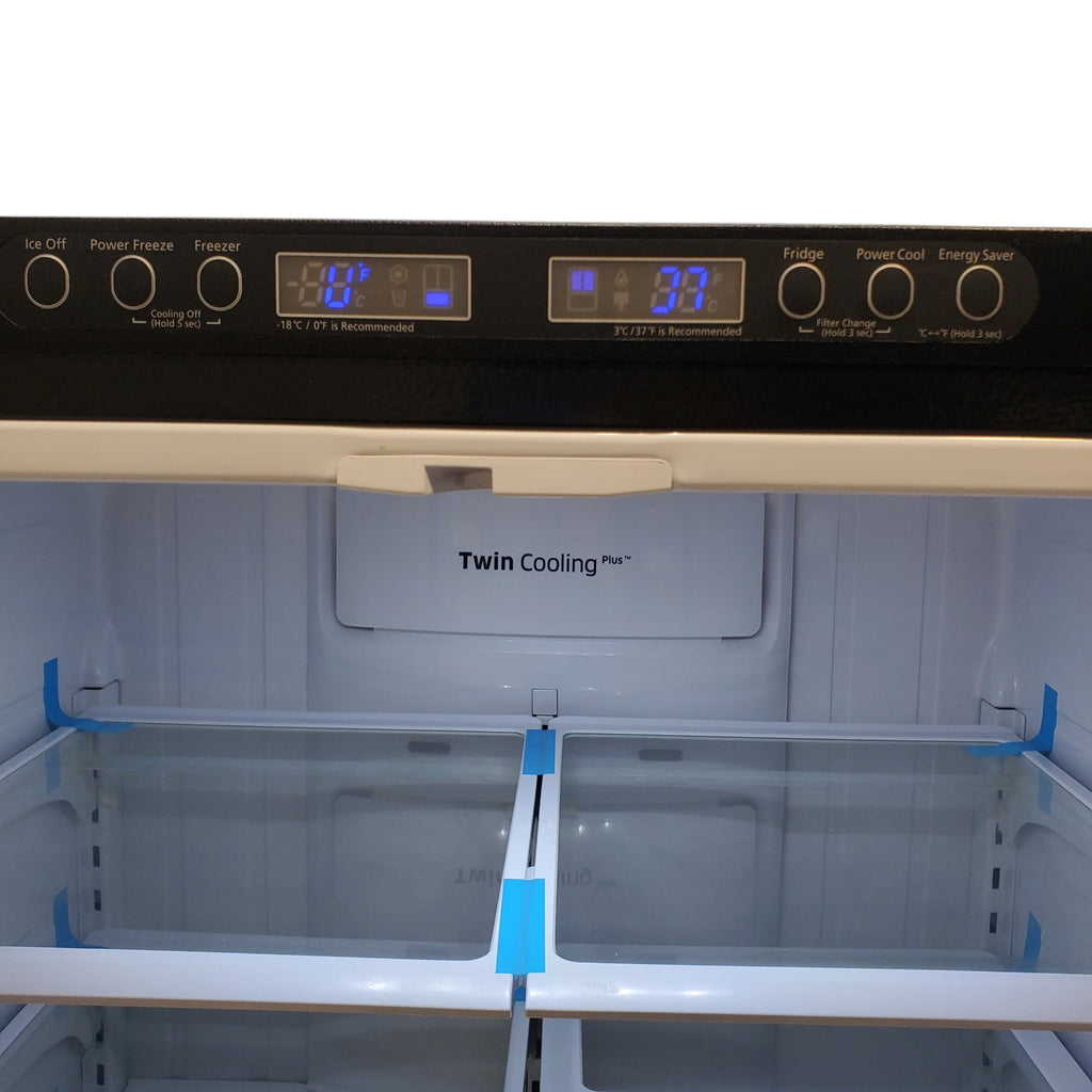 Pictures of Black Samsung ENERGY STAR 25.5 cu ft French Door Refrigerator with Twin Cooling Plus and High-intensive LED Lighting - Certified Refurbished - Neu Appliance Outlet - Discount Appliance Outlet in Austin, Tx