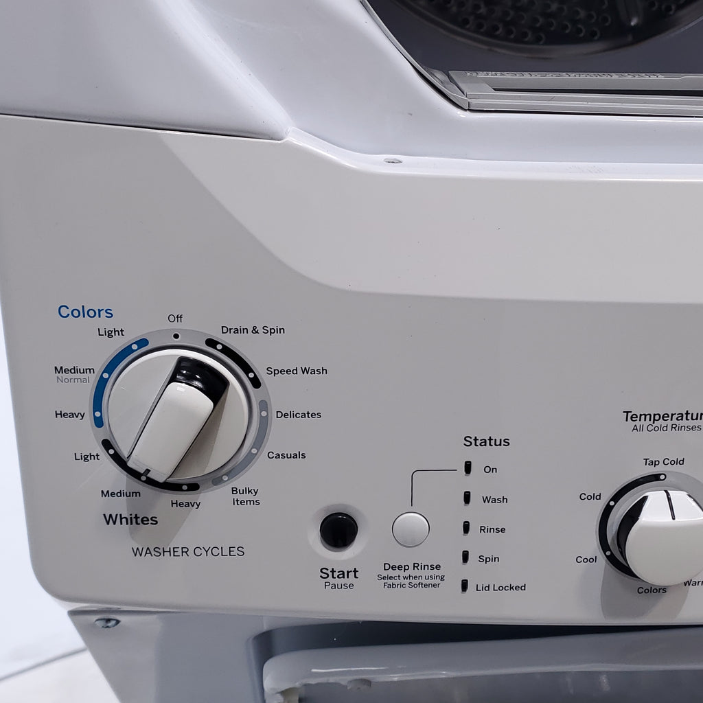 Pictures of 27" Wide GE 3.8 cu. ft. Laundry Center Washer and 5.9 cu. ft. Electric Dryer with Electro-Mechanical Rotary Dial Controls - Certified Refurbished - Neu Appliance Outlet - Discount Appliance Outlet in Austin, Tx