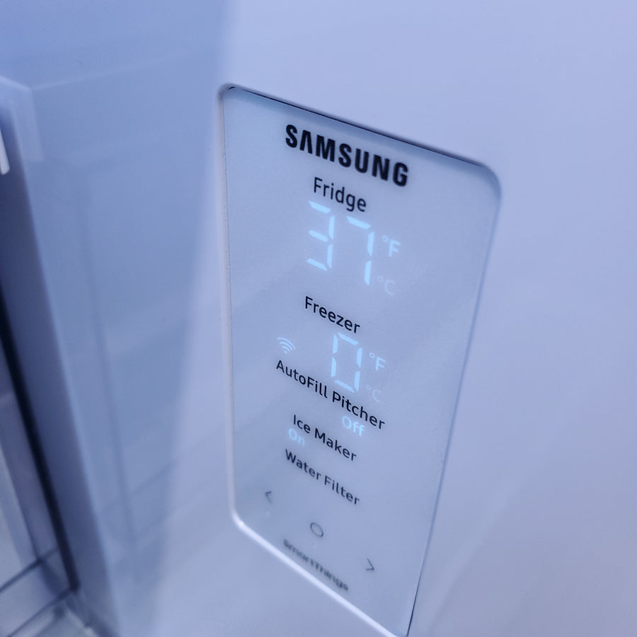 Samsung Bespoke 3-Door French Door Refrigerator (30 cu. ft.) with Beverage Center™ in Stainless Steel with Auto Fill Water Pitcher RF30BB6600QL - Open Box