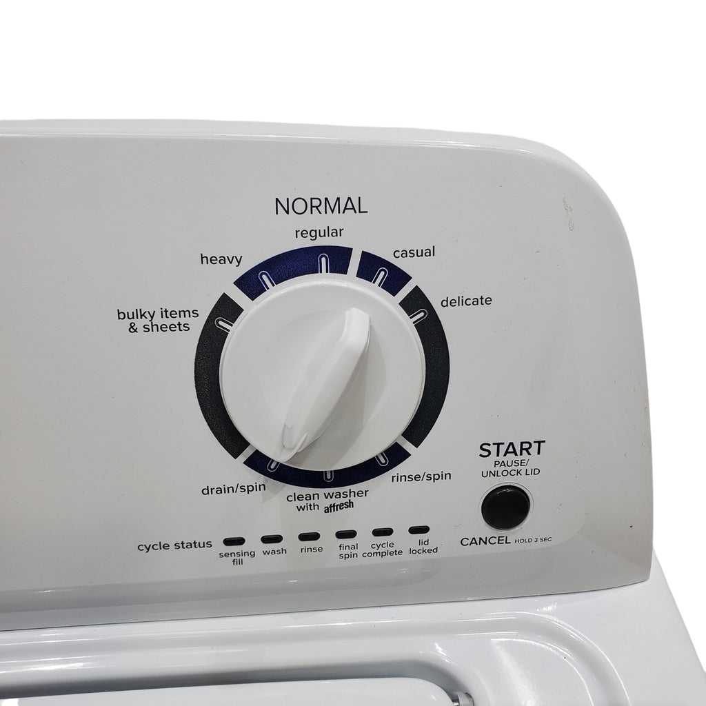 Pictures of White Amana 3.5 cu. ft. Top-Load Washer with Deep Water Wash Option and Amana 6.5 cu. ft. Electric Dryer with Wrinkle Prevent - Open Box - Neu Appliance Outlet - Discount Appliance Outlet in Austin, Tx