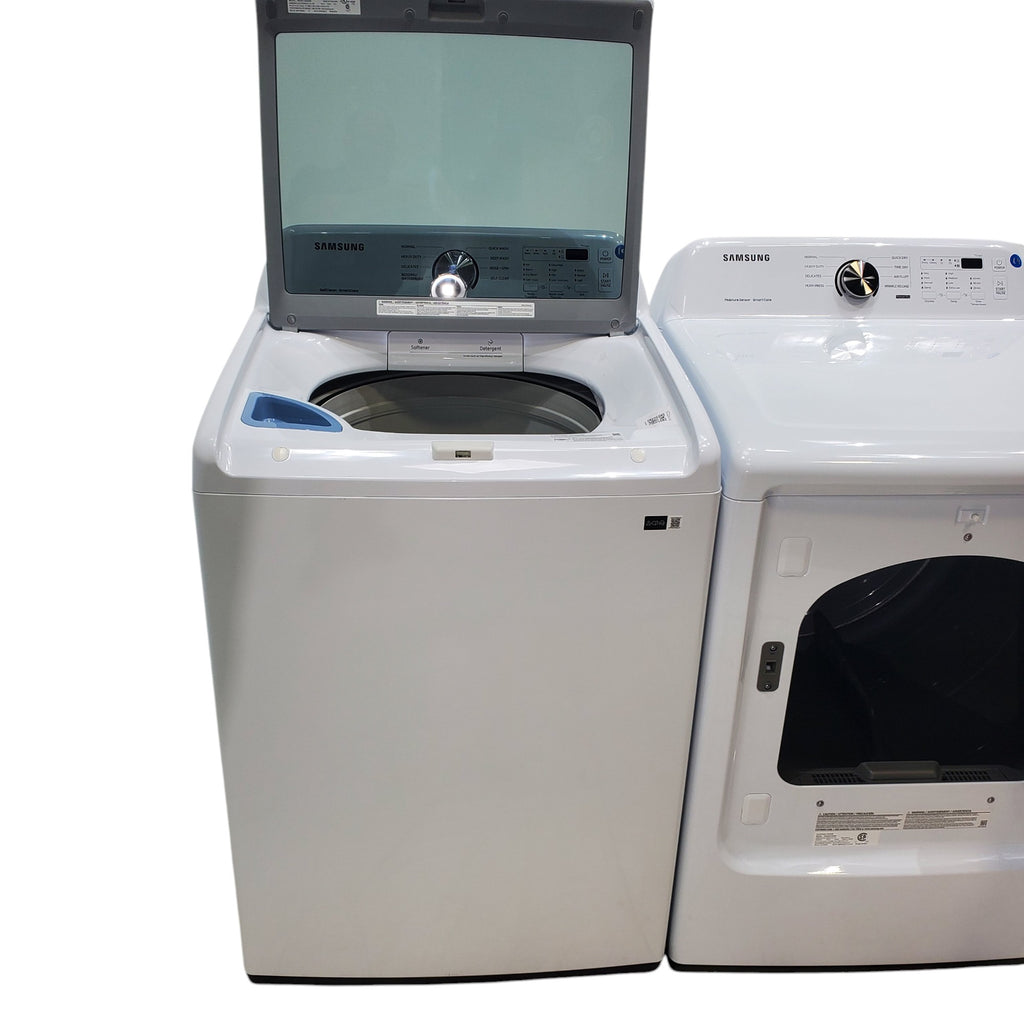 Pictures of Samsung 4.5 cu. ft. Top Load Washer With Vibration Reduction Technology and ENERGY STAR Samsung 7.4 cu. ft. Electric Dryer with Smart Care Technology - Open Box - Neu Appliance Outlet - Discount Appliance Outlet in Austin, Tx