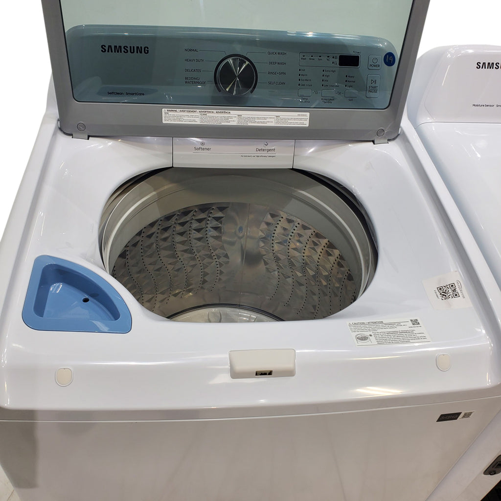 Pictures of Samsung 4.5 cu. ft. Top Load Washer With Vibration Reduction Technology and ENERGY STAR Samsung 7.4 cu. ft. Electric Dryer with Smart Care Technology - Open Box - Neu Appliance Outlet - Discount Appliance Outlet in Austin, Tx