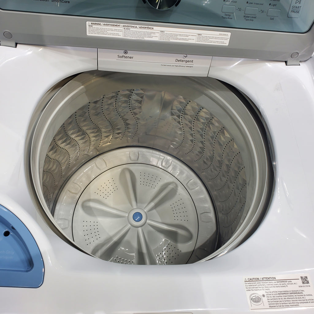 Pictures of Samsung 4.5 cu. ft. Top Load Washer With Vibration Reduction Technology and ENERGY STAR Samsung 7.4 cu. ft. Electric Dryer with Smart Care Technology - Open Box - Neu Appliance Outlet - Discount Appliance Outlet in Austin, Tx