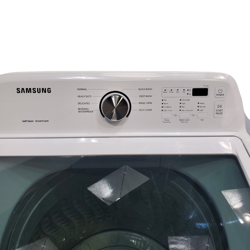 Pictures of Samsung 4.5 cu. ft. Top Load Washer With Vibration Reduction Technology and ENERGY STAR Samsung 7.4 cu. ft. Electric Dryer with Smart Care Technology - Open Box - Neu Appliance Outlet - Discount Appliance Outlet in Austin, Tx