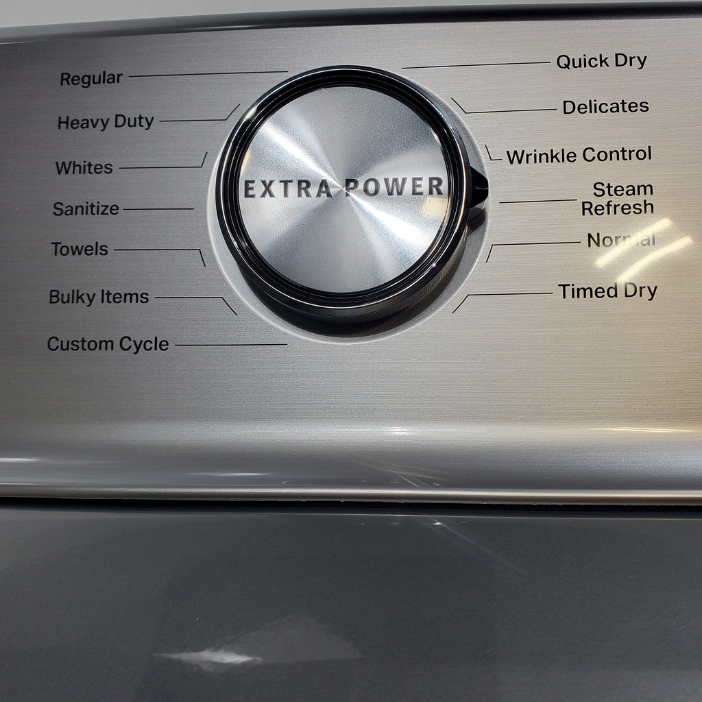 Pictures of Maytag Metallic Slate Smart Top Load 5.2 cu ft Washer with Extra Power button and Deep Fill Option and Smart 7.4 cu ft Electric Steam Dryer with Extra Power Button and Advance Moisture Sensing - Open Box - Neu Appliance Outlet - Discount Appliance Outlet in Austin, Tx