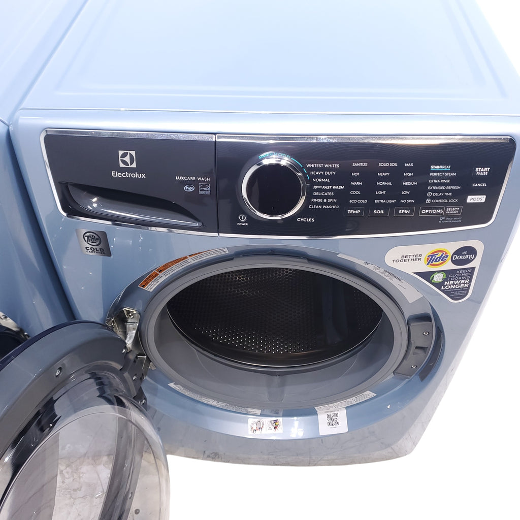 Pictures of Glacier Blue Electrolux 27 in. 4.5 cu.ft. HE Front Load ENERGY STAR Washer with LuxCare Wash System 20-minutes Fast Wash and 8 cu.ft. Electric Dryer vented Front Load Perfect Steam Dryer with Instant Refresh - Open Box - Neu Appliance Outlet - Discount Appliance Outlet in Austin, Tx