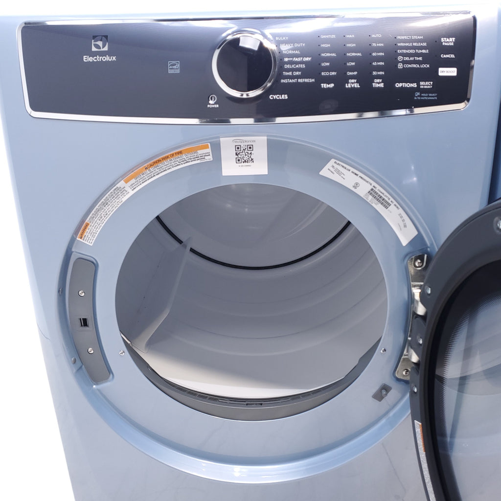 Pictures of Glacier Blue Electrolux 27 in. 4.5 cu.ft. HE Front Load ENERGY STAR Washer with LuxCare Wash System 20-minutes Fast Wash and 8 cu.ft. Electric Dryer vented Front Load Perfect Steam Dryer with Instant Refresh - Open Box - Neu Appliance Outlet - Discount Appliance Outlet in Austin, Tx