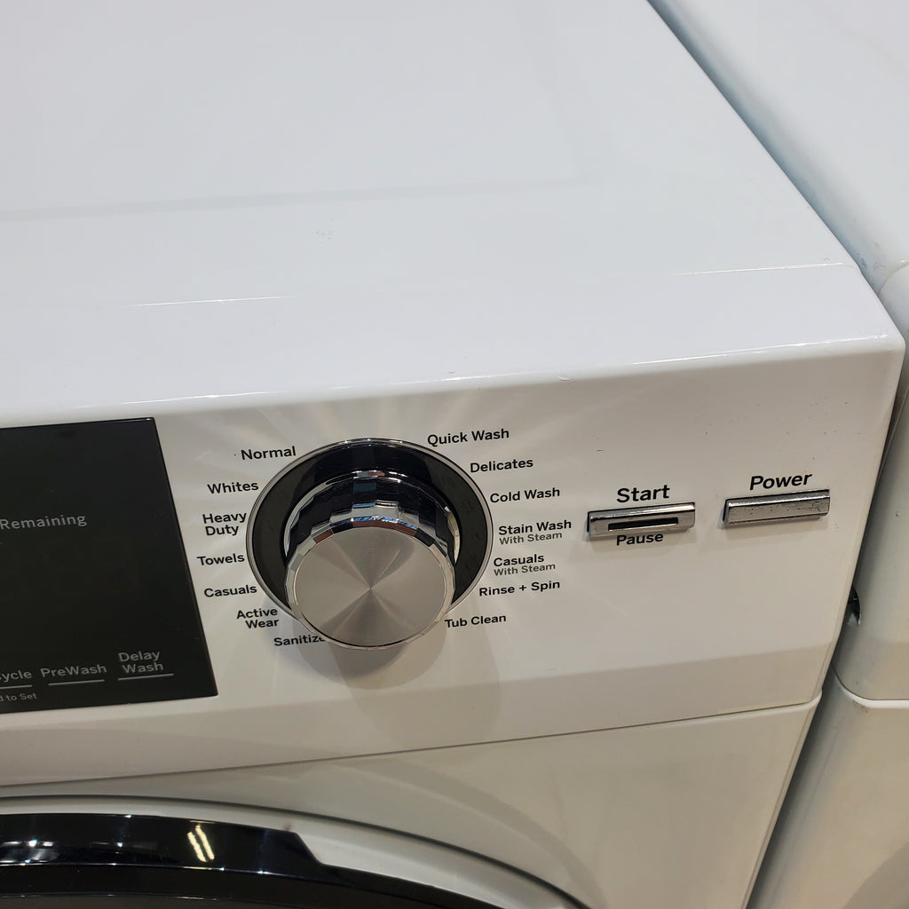 Pictures of Compact 24 in. Wide GE ENERGY STAR 2.4 cu. ft. Front Load Steam Washing Machine with 1400 RPM Spin Speed and Frontload Vented WiFi Capable ENERGY STAR 4.3 cu. ft. Electric Dryer with Stainless Steel Basket - Scratch & Dent - Moderate - Neu Appliance Outlet - Discount Appliance Outlet in Austin, Tx