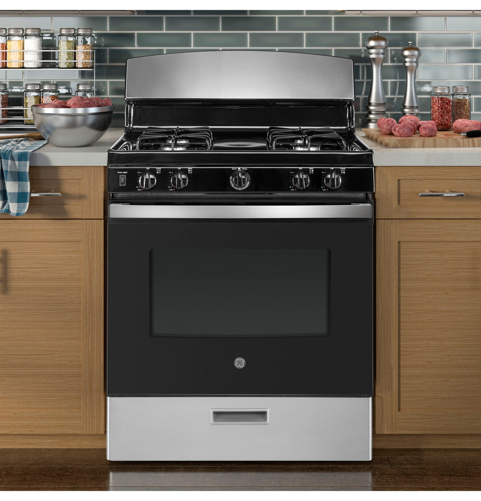 Pictures of GE® Free-Standing Gas Range in Stainless Steel 4NEW444 - JGBS30RETSS - New in Box - Neu Appliance Outlet - Discount Appliance Outlet in Austin, Tx