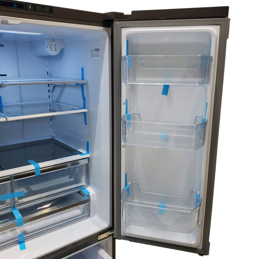 Fingerprint Resistant Brushed Steel ENERGY STAR Hisense 26.6 cu. ft. 3 Door French Door Refrigerator with Icemaker and Internal Water Dispenser - Scratch & Dent - Minor