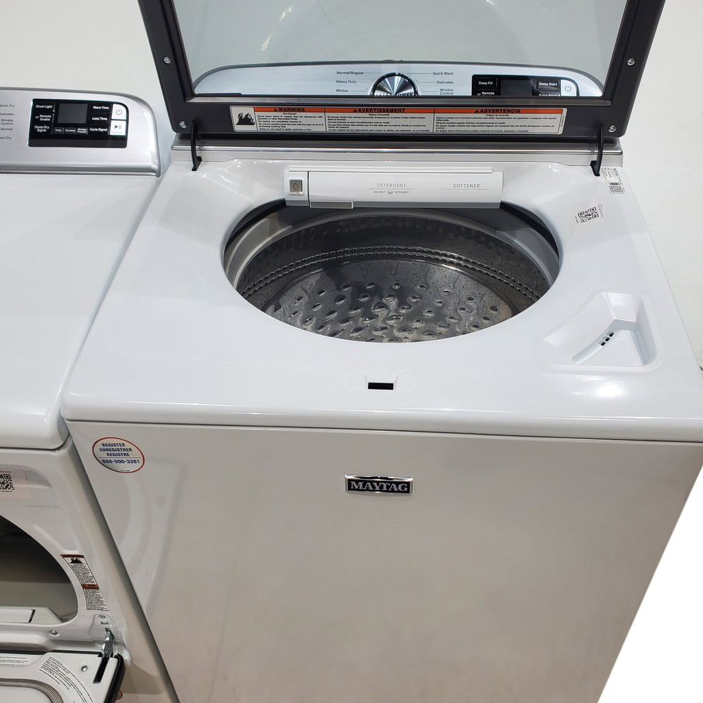 Pictures of Maytag Smart Top Load ENERGY STAR 5.3 cu. ft. Impeller Washer with Extra Power and Deep Fill Option and Smart 7.4 cu. ft. Electric Dryer with Extra Power and Advanced Moisture Sensing - Open Box - Neu Appliance Outlet - Discount Appliance Outlet in Austin, Tx