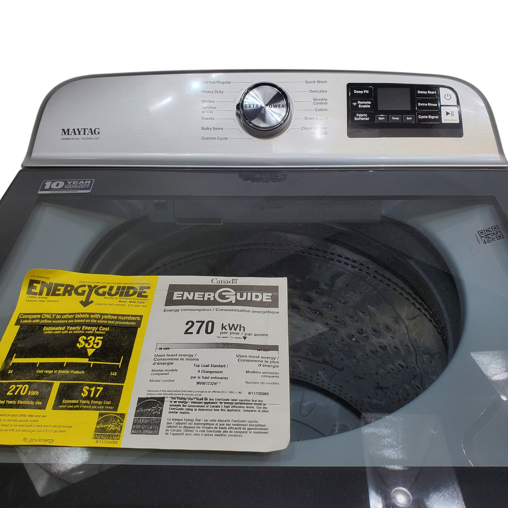 Pictures of Maytag Smart Top Load ENERGY STAR 5.3 cu. ft. Impeller Washer with Extra Power and Deep Fill Option and Smart 7.4 cu. ft. Electric Dryer with Extra Power and Advanced Moisture Sensing - Open Box - Neu Appliance Outlet - Discount Appliance Outlet in Austin, Tx