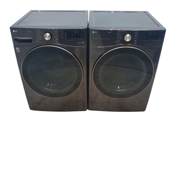 LG 4.5 cu. ft. Ultra Large Capacity Smart wi-fi Enabled Front Load Washer with TurboWash™ 360°  and LG 7.4 cu. ft. Ultra Large Capacity Smart wi-fi Enabled Front Load Electric Dryer with TurboSteam™ - Open Box