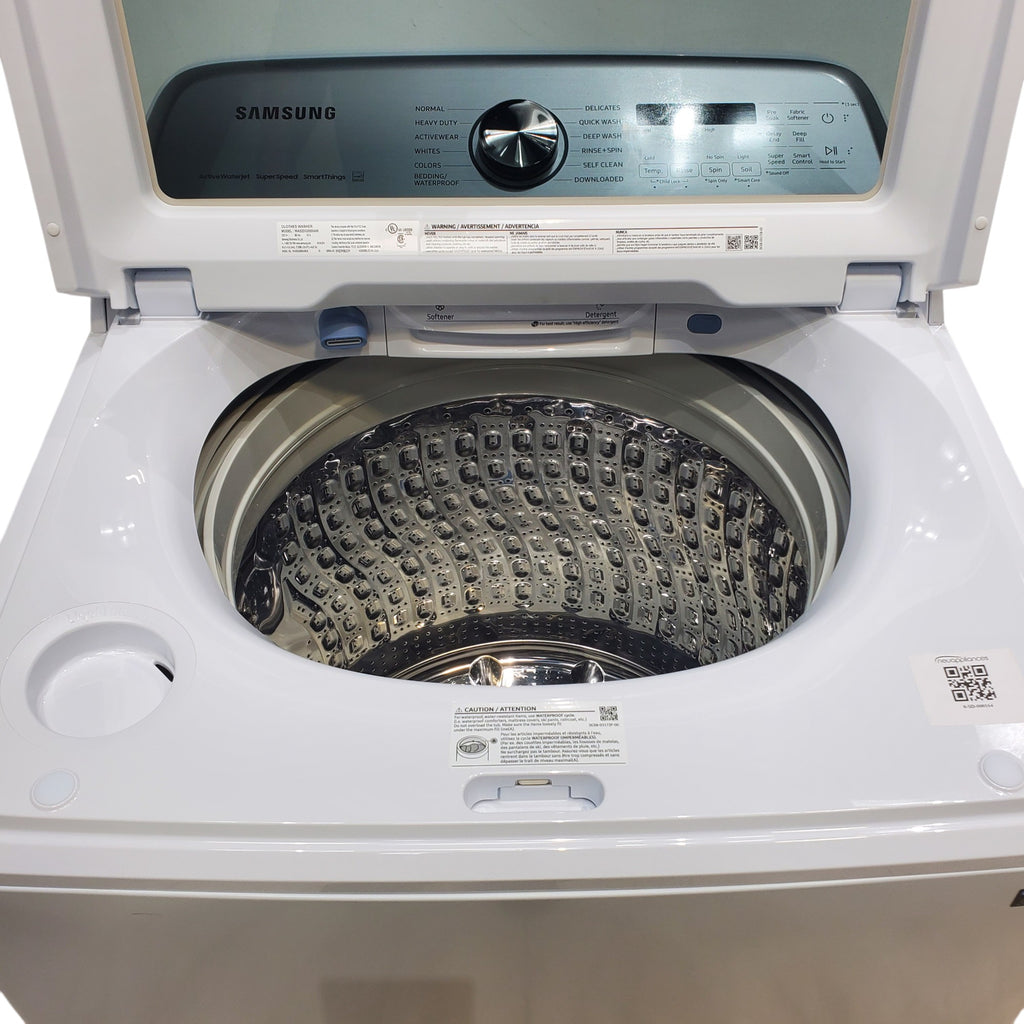 Pictures of 5.2 cu. ft. Samsung Large Capacity Smart Top Load Washer with Super Speed Wash in White (New in Box) and 7.4-cu ft Electric Dryer White - Scratch & Dent - Minor - Neu Appliance Outlet - Discount Appliance Outlet in Austin, Tx