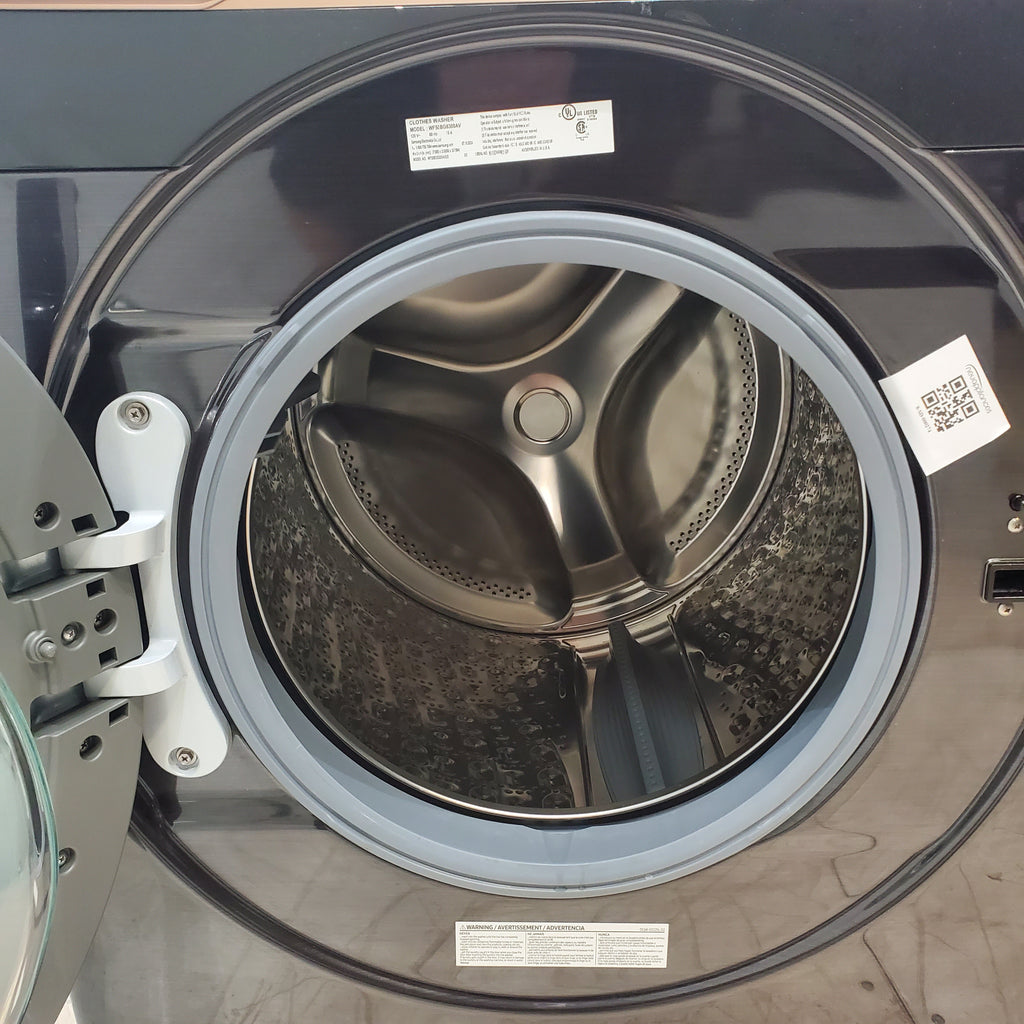 Pictures of Samsung Brushed Black 5.0 cu. ft. Extra Large Capacity Smart Front Load Washer with Super Speed Wash and Steam and 7.5 cu. ft. Smart Electric Dryer with Steam Sanitize+ and Sensor Dry - Open Box - Neu Appliance Outlet - Discount Appliance Outlet in Austin, Tx