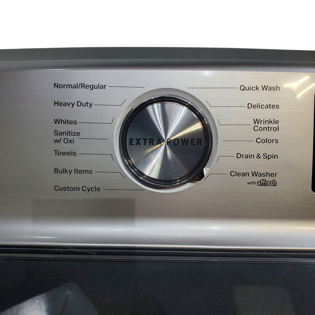 Pictures of Maytag Metallic Slate Smart Top Load 5.2 cu ft Washer with Extra Power button and Deep Fill Option and Smart 7.4 cu ft Electric Steam Dryer with Extra Power Button and Advance Moisture Sensing - Open Box - Neu Appliance Outlet - Discount Appliance Outlet in Austin, Tx