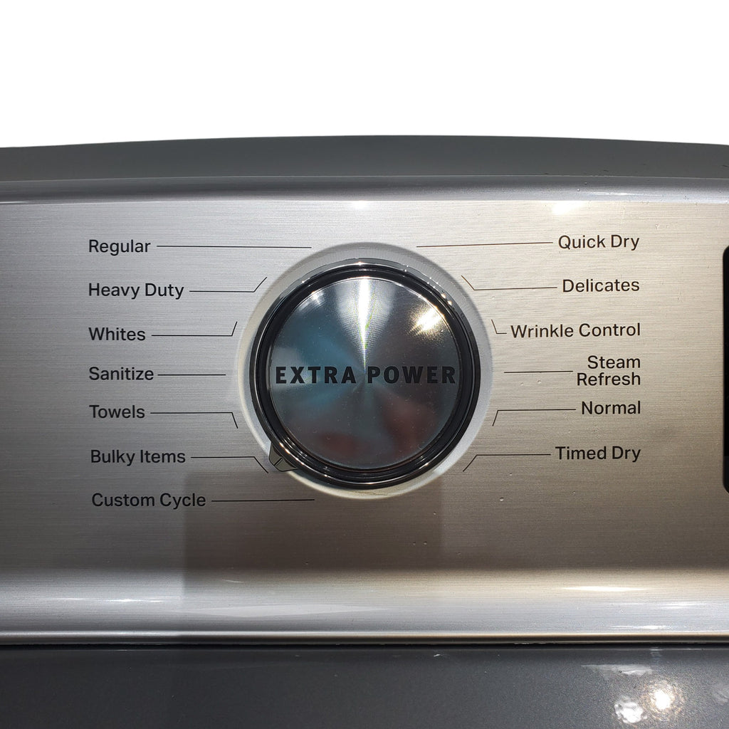 Pictures of Maytag Metallic Slate Smart Top Load 5.2 cu ft Washer with Extra Power button and Deep Fill Option and Smart 7.4 cu ft Electric Steam Dryer with Extra Power Button and Advance Moisture Sensing - Open Box - Neu Appliance Outlet - Discount Appliance Outlet in Austin, Tx