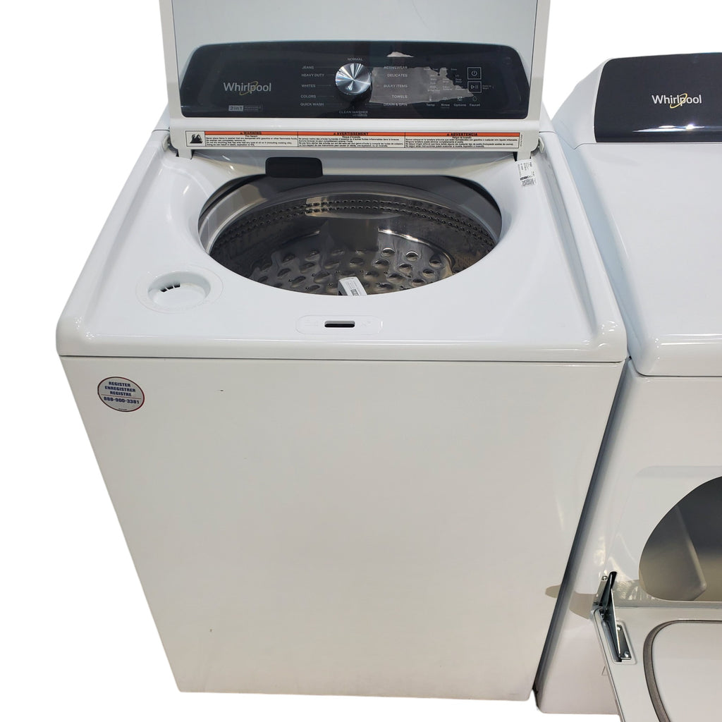 Pictures of Whirlpool 4.7–4.8 Cu. Ft. Top Load Washer with 2 in 1 Removable Agitator and Built-In Water Faucet and 7.0 Cu. Ft. Top Load Gas Moisture Sensing Dryer with Wrinkle Shield™ Option - Open Box - Neu Appliance Outlet - Discount Appliance Outlet in Austin, Tx