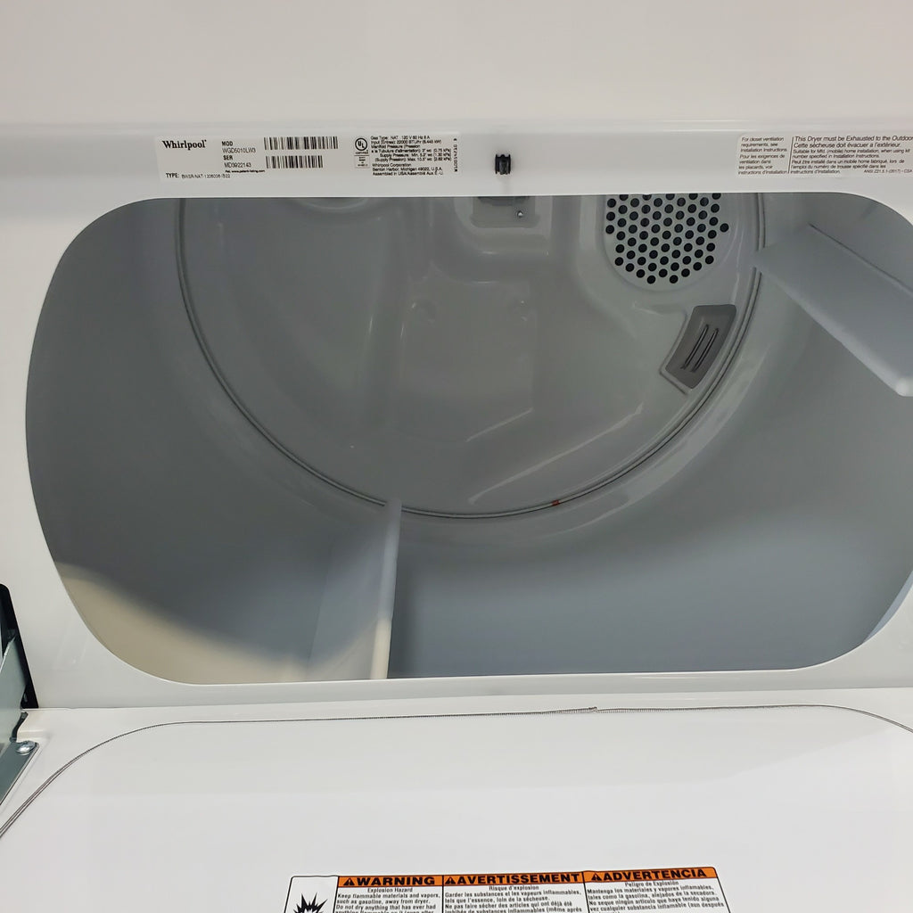 Pictures of Whirlpool 4.7–4.8 Cu. Ft. Top Load Washer with 2 in 1 Removable Agitator and Built-In Water Faucet and 7.0 Cu. Ft. Top Load Gas Moisture Sensing Dryer with Wrinkle Shield™ Option - Open Box - Neu Appliance Outlet - Discount Appliance Outlet in Austin, Tx