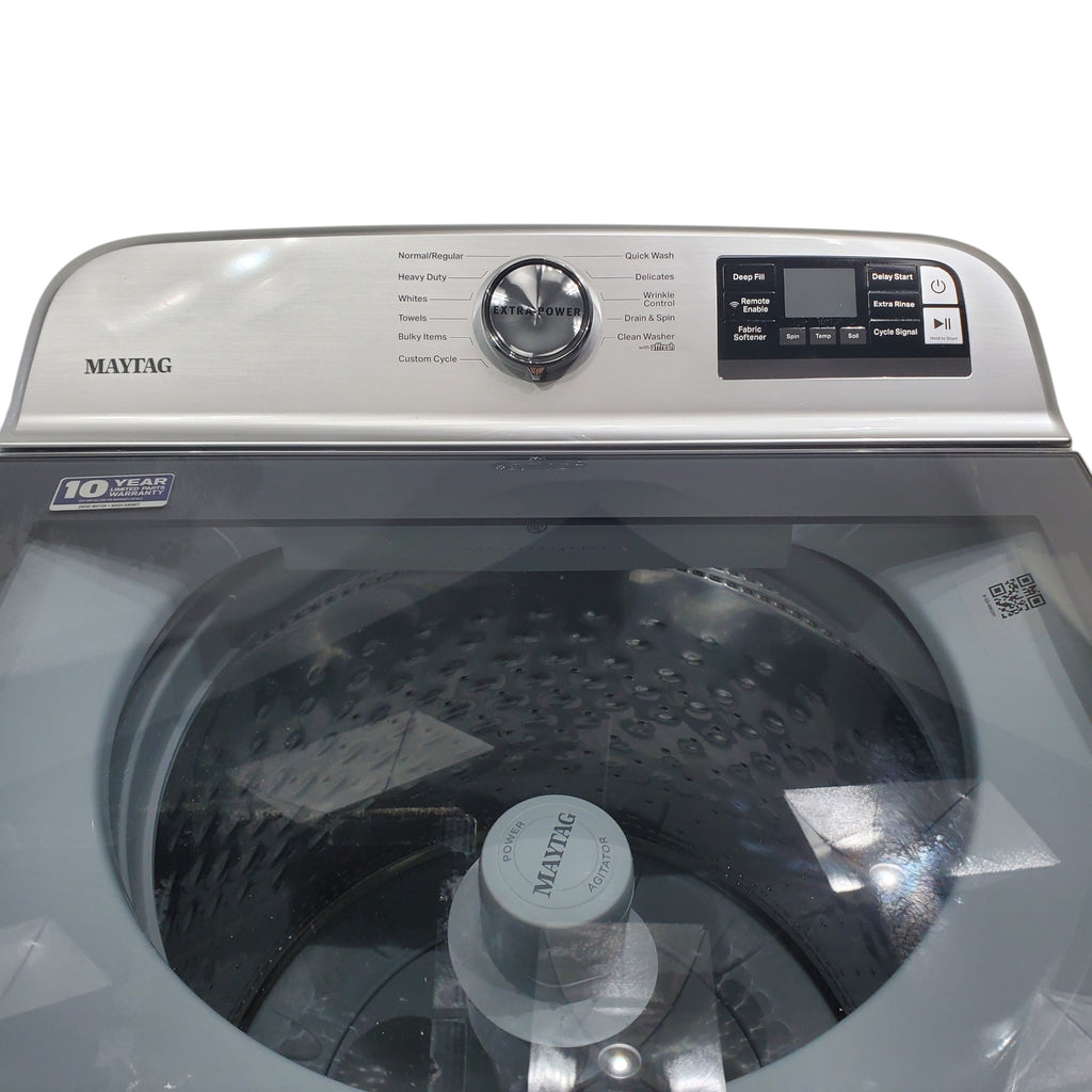 Pictures of Maytag 4.7 cu. ft. Smart Top Load Washing Machine with Extra Power Button and Deep Fill option and ENERGY STAR Smart Capable 7.4 cu. ft. Electric Steam Dryer with Extra Power Button - Open Box - Neu Appliance Outlet - Discount Appliance Outlet in Austin, Tx