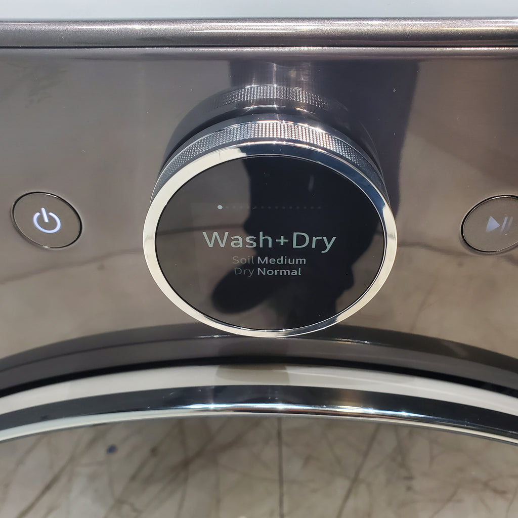 Pictures of LG Black Steel Ventless Washer/Dryer Combo LG WashCombo™ All-in-One 5.0 cu. ft. Mega Capacity with Inverter HeatPump™ Technology and Direct Drive Motor - Scratch & Dent - Minor - Neu Appliance Outlet - Discount Appliance Outlet in Austin, Tx