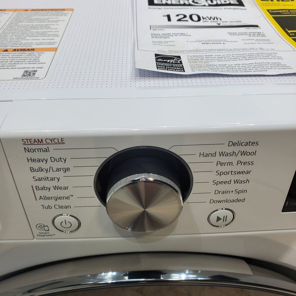 Pictures of LG White 2.4 cu.ft. Smart wi-fi Enabled Compact Front Load Washer with Built-In Intelligence and 4.2 cu.ft. Smart wi-fi Enabled Compact Front Load Dryer with Dual Inverter HeatPump™ Technology - Open Box - Neu Appliance Outlet - Discount Appliance Outlet in Austin, Tx