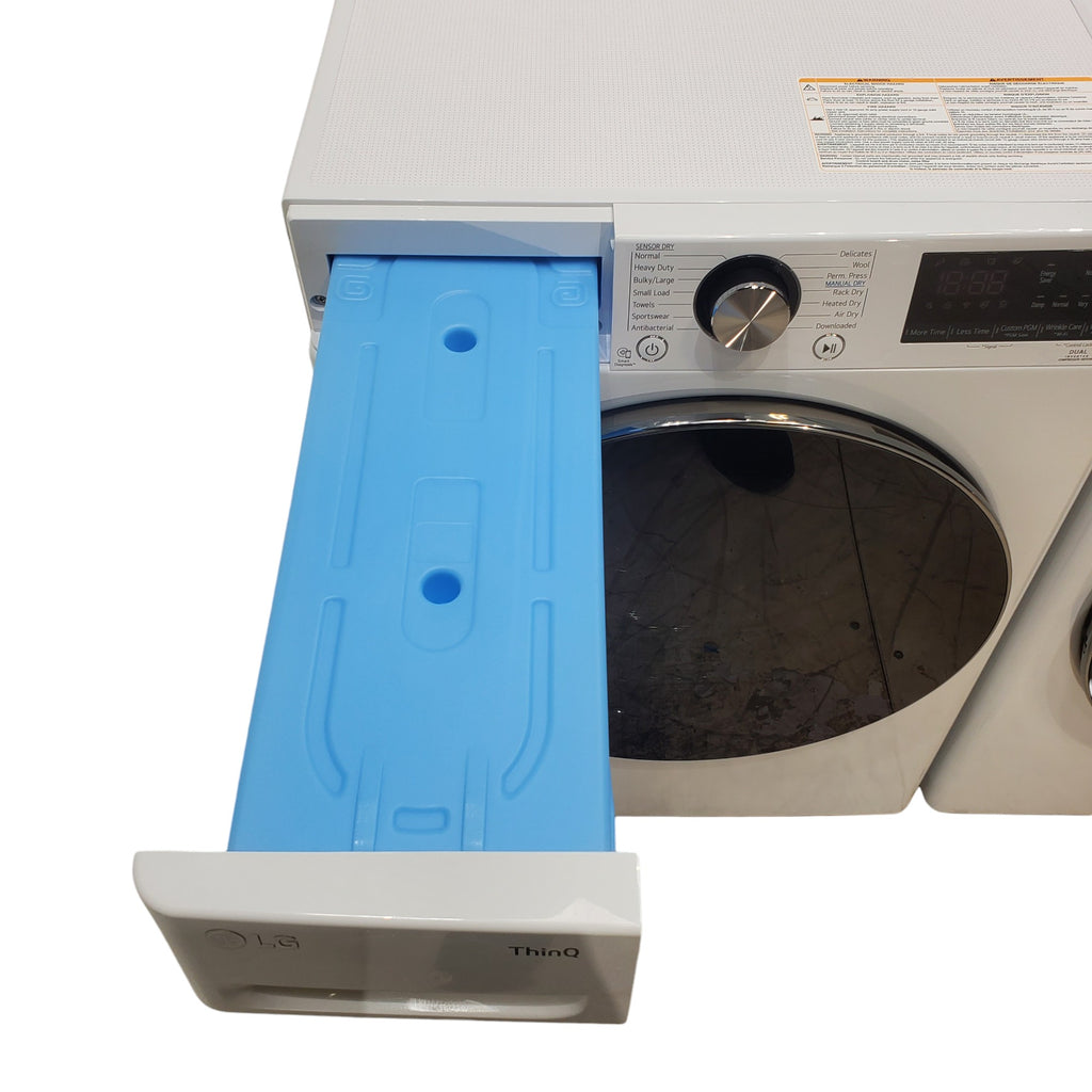 Pictures of LG White 2.4 cu.ft. Smart wi-fi Enabled Compact Front Load Washer with Built-In Intelligence and 4.2 cu.ft. Smart wi-fi Enabled Compact Front Load Dryer with Dual Inverter HeatPump™ Technology - Open Box - Neu Appliance Outlet - Discount Appliance Outlet in Austin, Tx