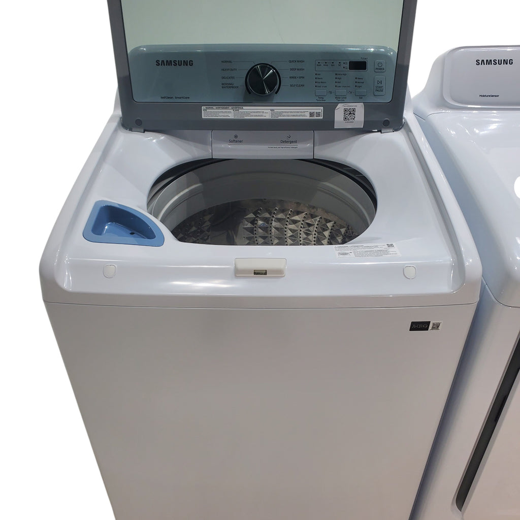 Pictures of Samsung 4.5 cu. ft. Top Load Washer With Vibration Reduction Technology and 7.2 cu. ft. Electric Dryer with Sensor Dry and 8 Drying Cycles in White- Open Box - Neu Appliance Outlet - Discount Appliance Outlet in Austin, Tx