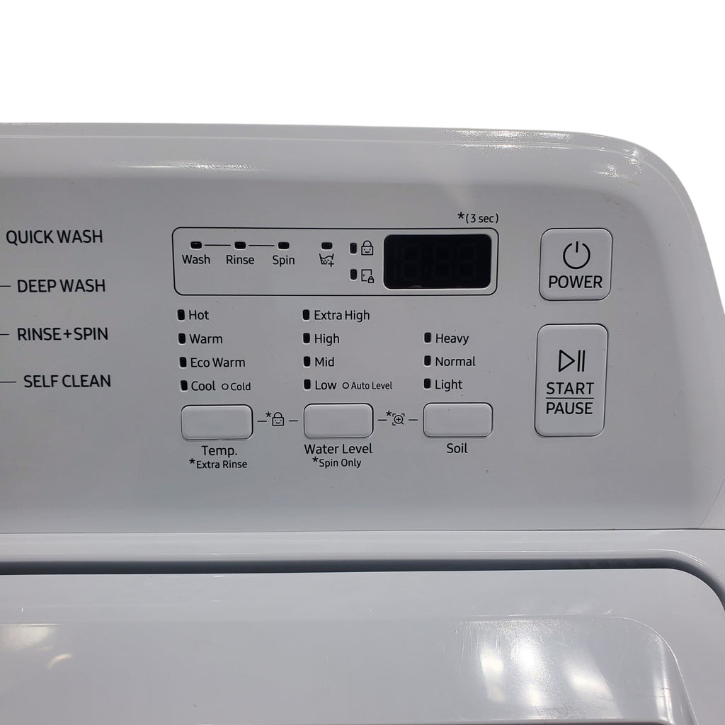 Pictures of Samsung 4.5 cu. ft. Top Load Washer With Vibration Reduction Technology and 7.2 cu. ft. Electric Dryer with Sensor Dry and 8 Drying Cycles in White- Open Box - Neu Appliance Outlet - Discount Appliance Outlet in Austin, Tx