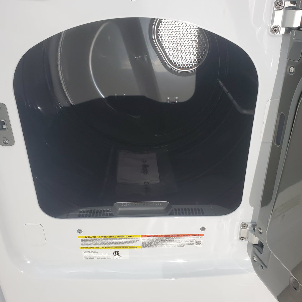 Pictures of Samsung 4.5 cu. ft. Top Load Washer With Vibration Reduction Technology and 7.2 cu. ft. Electric Dryer with Sensor Dry and 8 Drying Cycles in White- Open Box - Neu Appliance Outlet - Discount Appliance Outlet in Austin, Tx