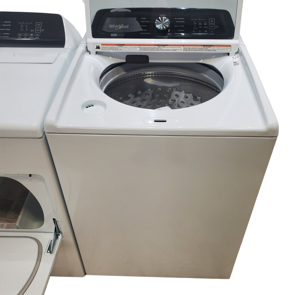 Pictures of Whirlpool 4.7–4.8 Cu. Ft. Top Load Washer with 2 in 1 Removable Agitator and Built-In Water Faucet and 7.0 Cu. Ft. Top Load Electric Moisture Sensing Dryer with Wrinkle Shield™ Option - Open Box - Neu Appliance Outlet - Discount Appliance Outlet in Austin, Tx