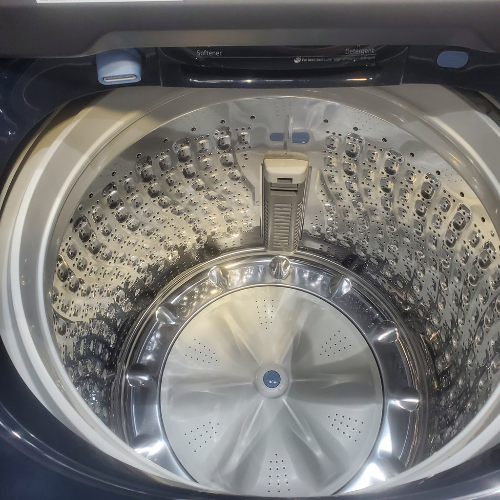 Pictures of Samsung Brushed Navy Blue 5.4 cu. ft. Smart Top Load Washer with Pet Care Solution and Super Speed Wash and 7.4 cu. ft. Smart Vented Electric Dryer with Pet Care Dry and Steam Sanitize+ - Neu Appliance Outlet - Discount Appliance Outlet in Austin, Tx