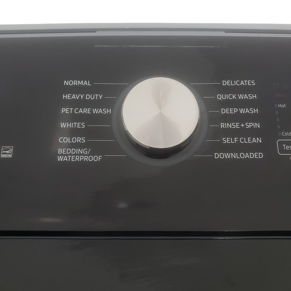 Pictures of Samsung Brushed Navy Blue 5.4 cu. ft. Smart Top Load Washer with Pet Care Solution and Super Speed Wash and 7.4 cu. ft. Smart Vented Electric Dryer with Pet Care Dry and Steam Sanitize+ - Neu Appliance Outlet - Discount Appliance Outlet in Austin, Tx