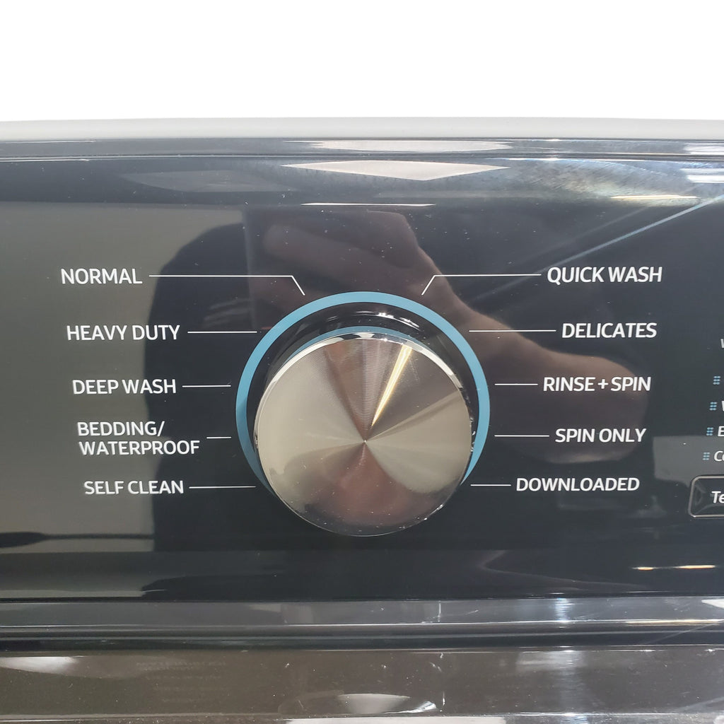 Pictures of Samsung Brushed Black 4.7 cu. ft. Large Capacity Smart Top Load Washer with Active WaterJet and 7.4 cu. ft. Smart Electric Dryer with Sensor Dry - Open Box - Neu Appliance Outlet - Discount Appliance Outlet in Austin, Tx