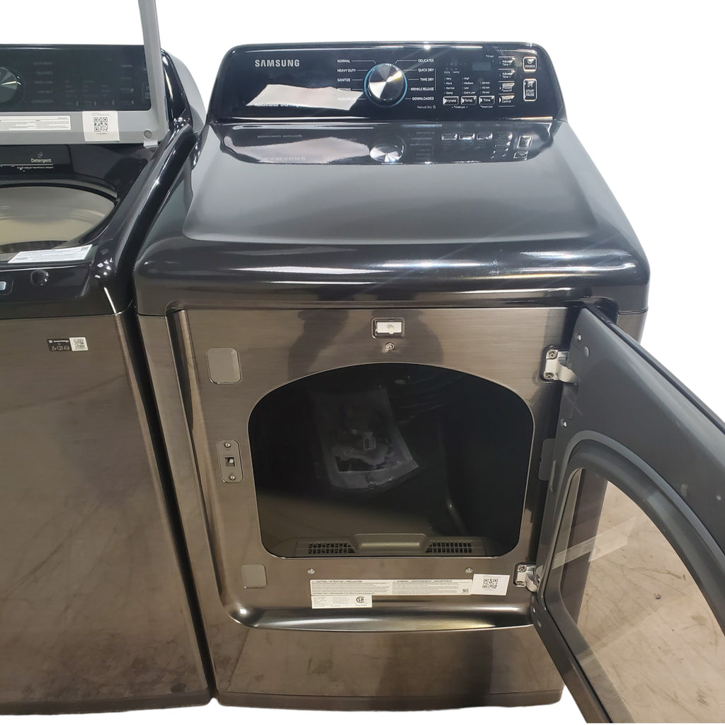 Pictures of Samsung Brushed Black 4.7 cu. ft. Large Capacity Smart Top Load Washer with Active WaterJet and 7.4 cu. ft. Smart Electric Dryer with Sensor Dry - Open Box - Neu Appliance Outlet - Discount Appliance Outlet in Austin, Tx